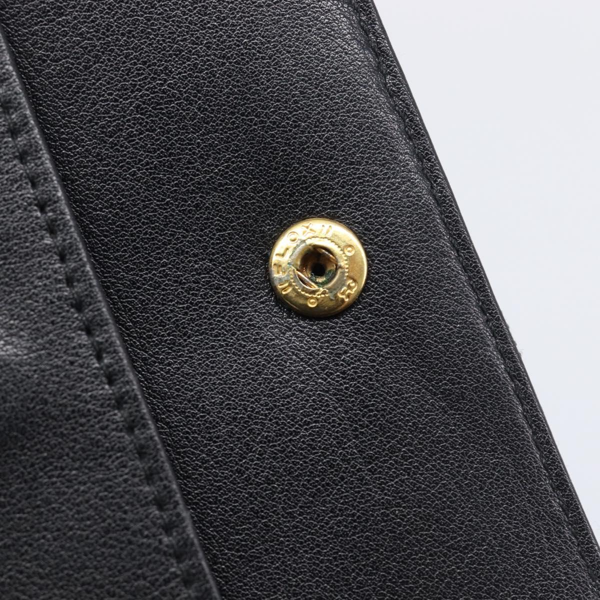 CHANEL Bicolore Card Case Satin Black Gold CC Auth 209845V