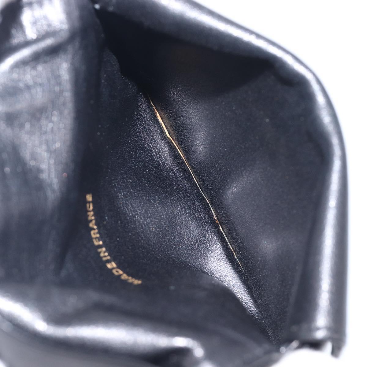 CHANEL Bicolore Card Case Satin Black Gold CC Auth 209845V
