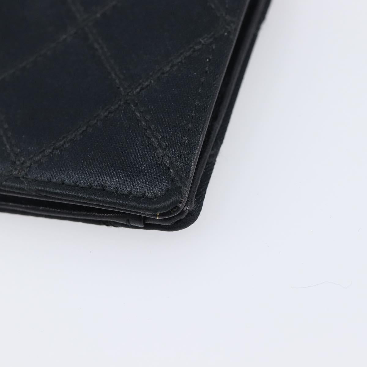 CHANEL Bicolore Card Case Satin Black Gold CC Auth 209845V
