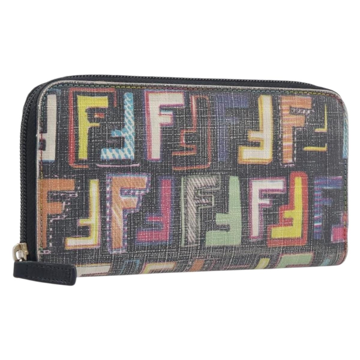 FENDI Zucca Canvas Long Wallet Multicolor Gold Auth 209846