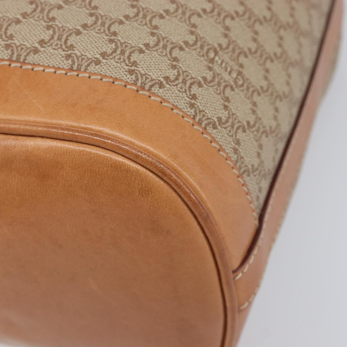 CELINE Macadam Canvas Shoulder Bag PVC Beige Gold Auth 209850A