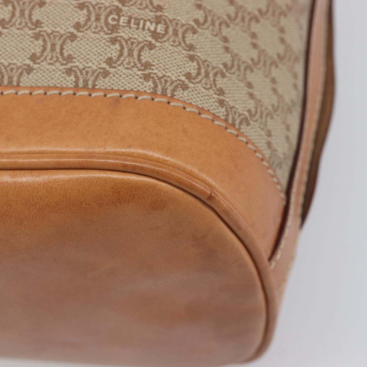 CELINE Macadam Canvas Shoulder Bag PVC Beige Gold Auth 209850A