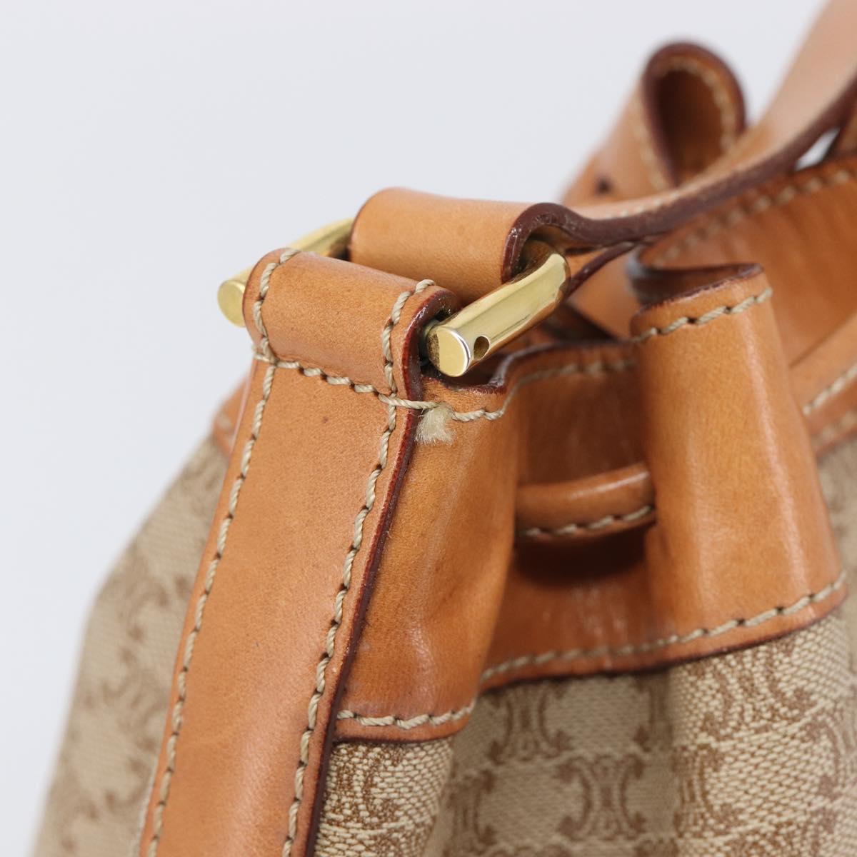 CELINE Macadam Canvas Shoulder Bag PVC Beige Gold Auth 209850A