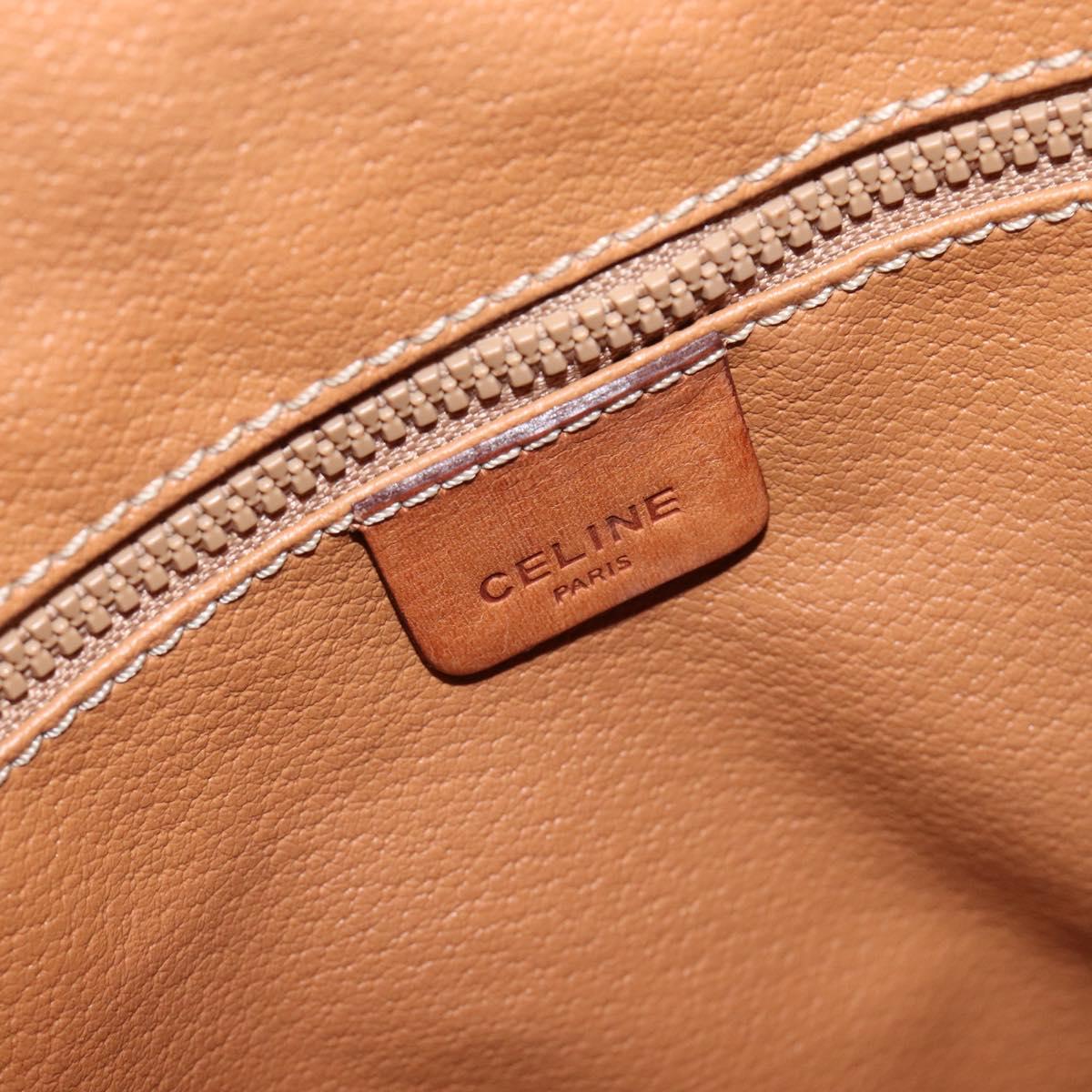CELINE Macadam Canvas Shoulder Bag PVC Beige Gold Auth 209850A