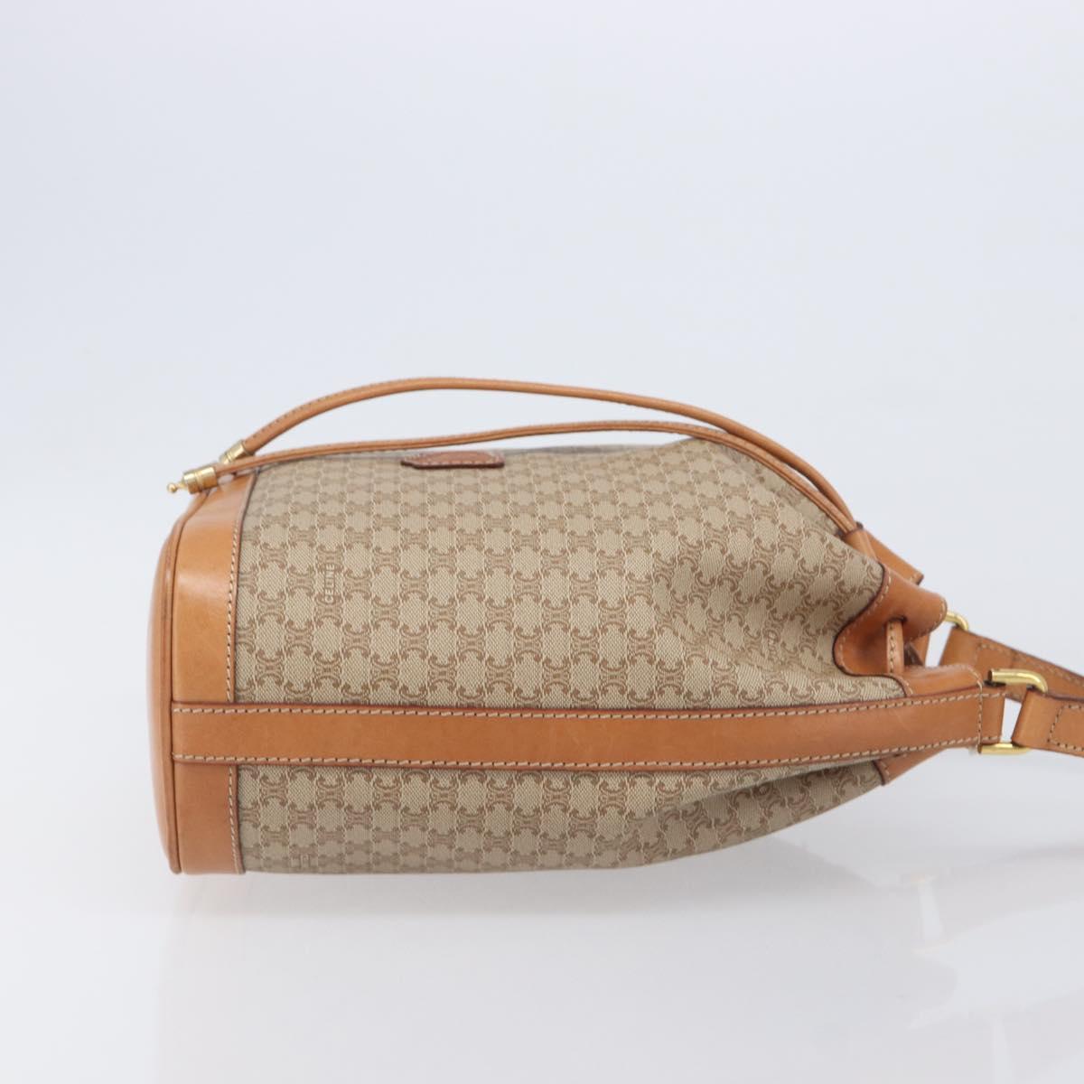 CELINE Macadam Canvas Shoulder Bag PVC Beige Gold Auth 209850A
