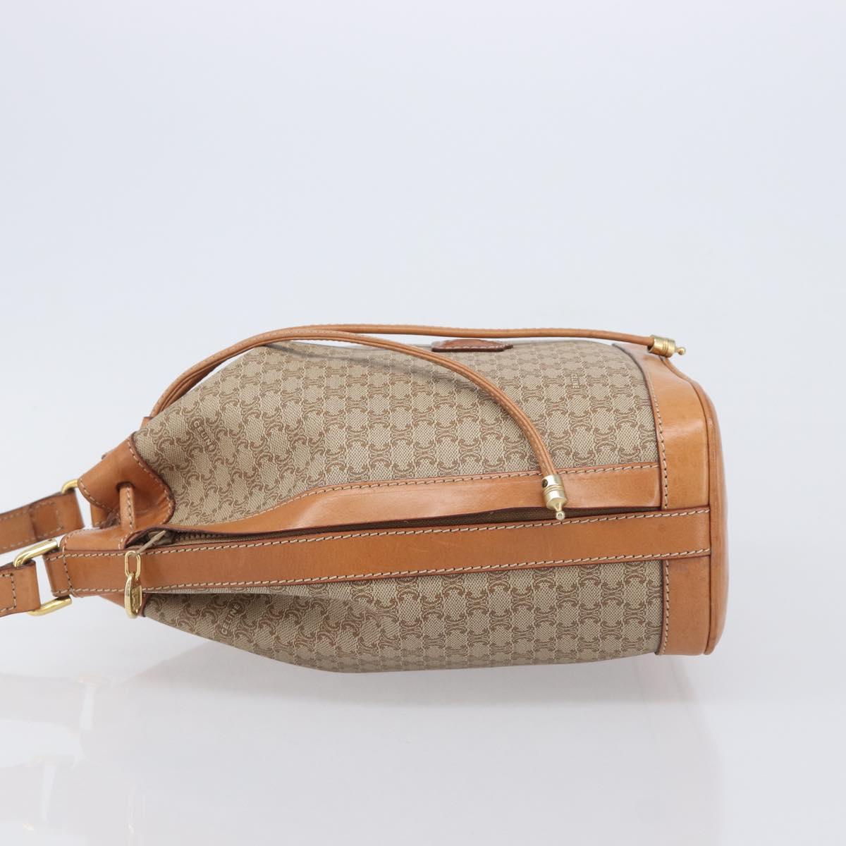 CELINE Macadam Canvas Shoulder Bag PVC Beige Gold Auth 209850A