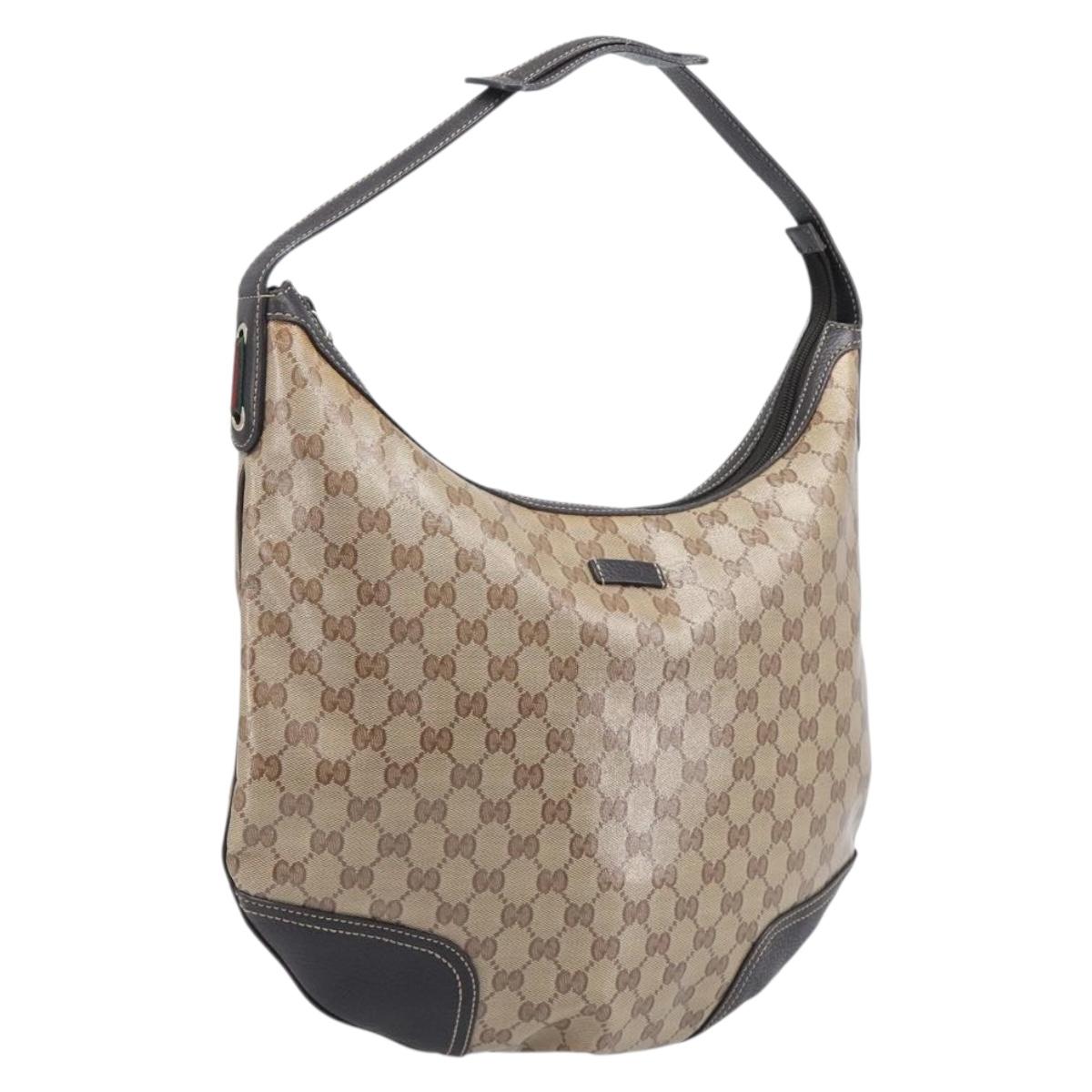 GUCCI GG Crystal Web Sherry Line Bag Coated Canvas Beige 293596 Auth 209851V