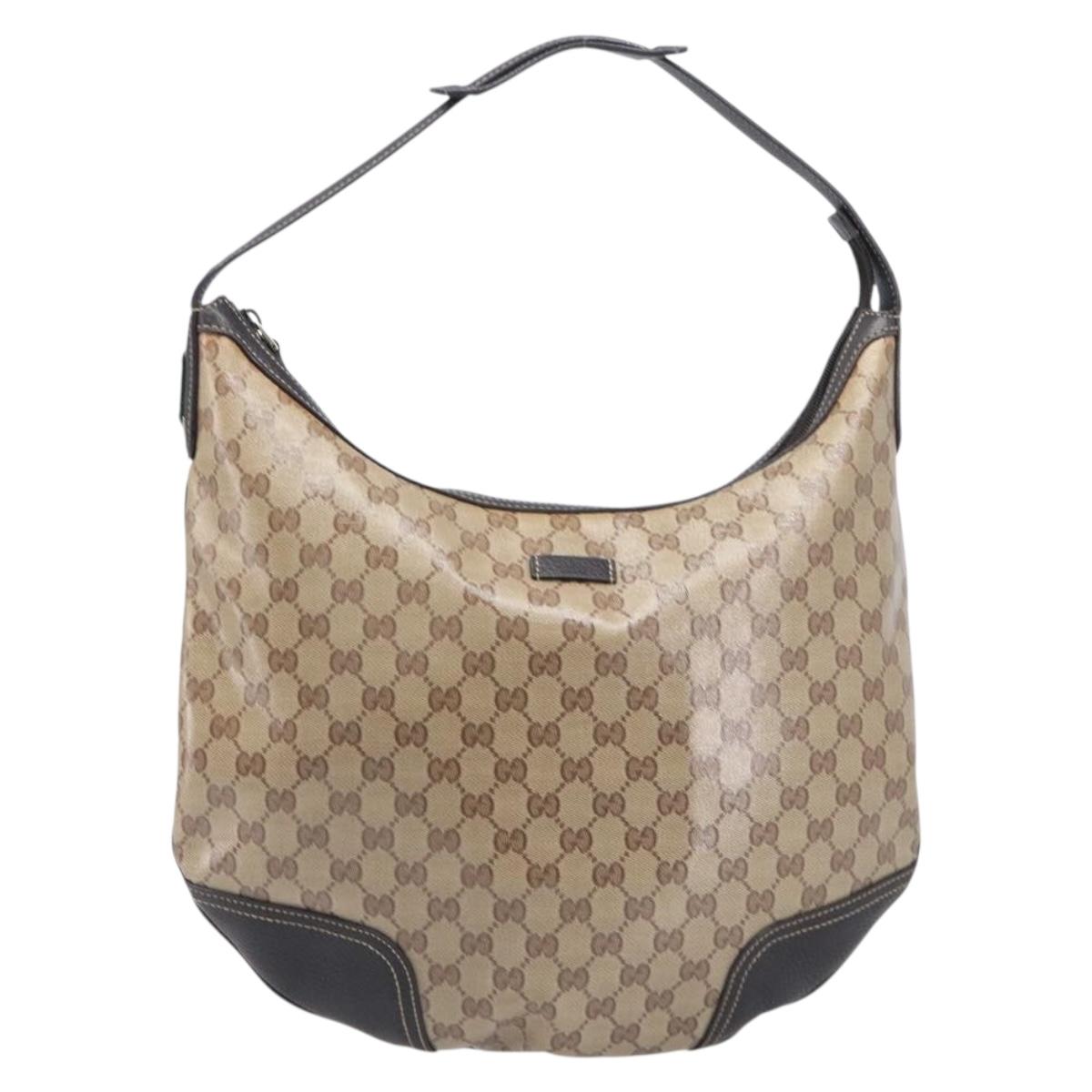 GUCCI GG Crystal Web Sherry Line Bag Coated Canvas Beige 293596 Auth 209851V