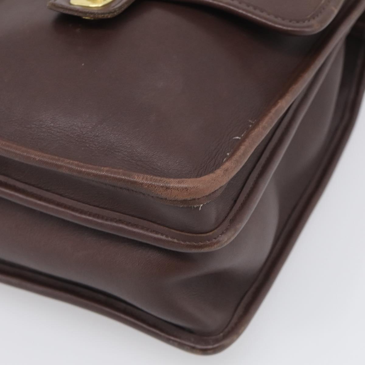 Coach Briefcase Leather 2way Dark Brown Gold Auth 209852