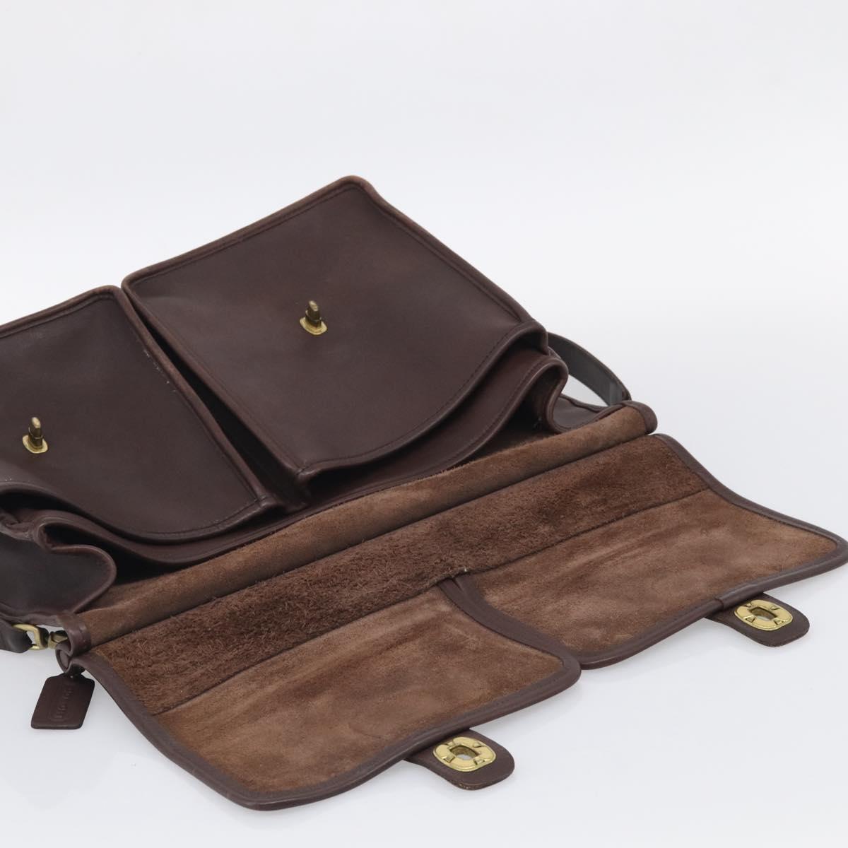 Coach Briefcase Leather 2way Dark Brown Gold Auth 209852