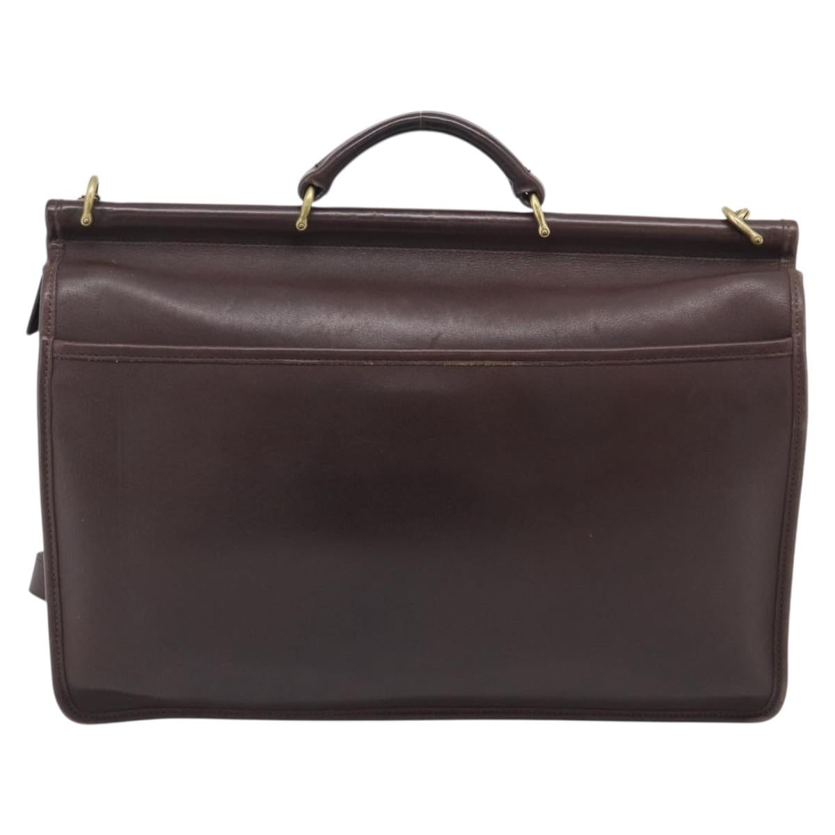 Coach Briefcase Leather 2way Dark Brown Gold Auth 209852