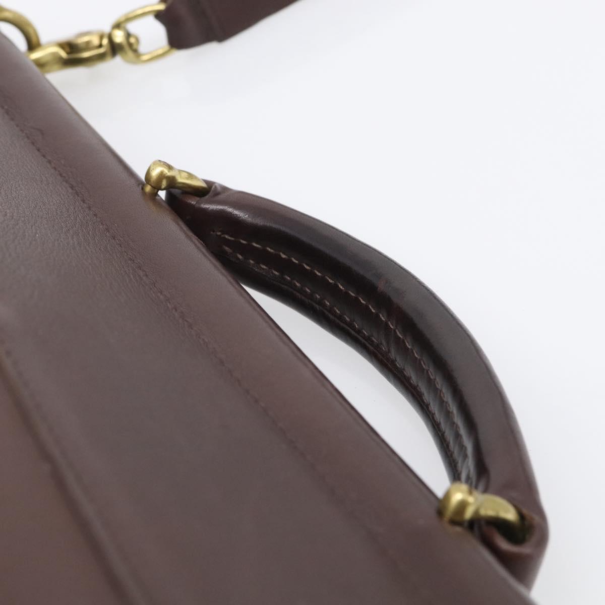 Coach Briefcase Leather 2way Dark Brown Gold Auth 209852