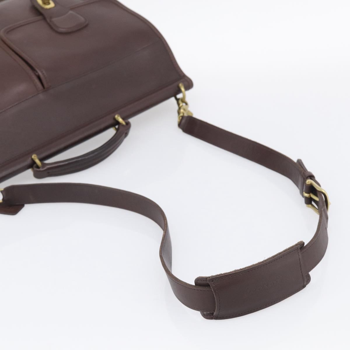 Coach Briefcase Leather 2way Dark Brown Gold Auth 209852