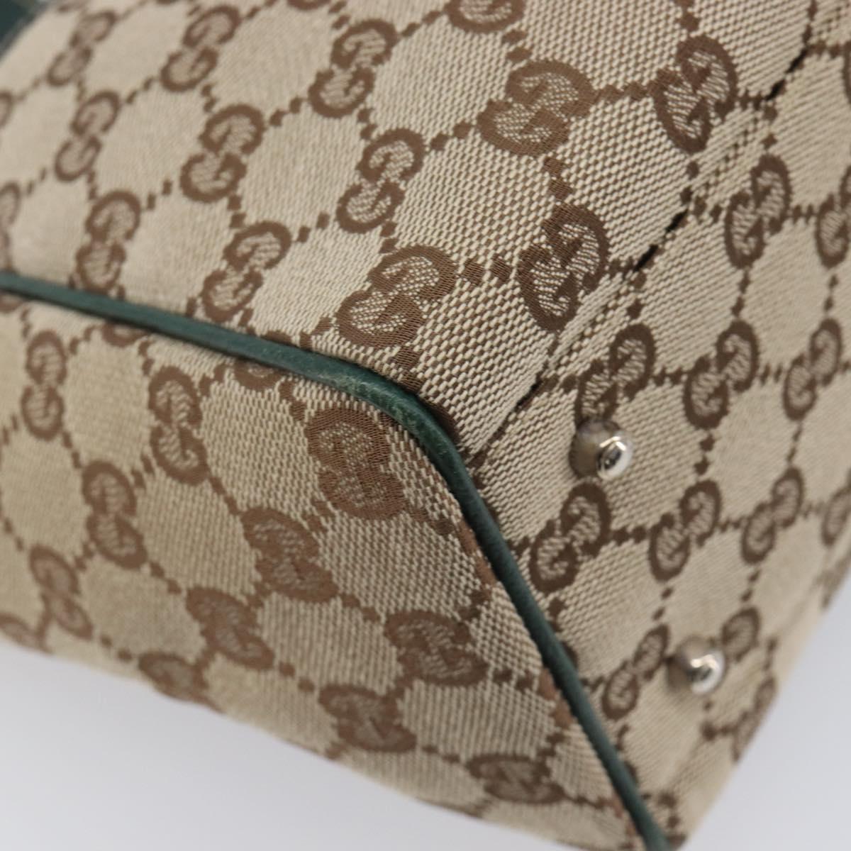 GUCCI GG Canvas Web Sherry Line Hand Bag Beige Silver 145810 Auth 209857V