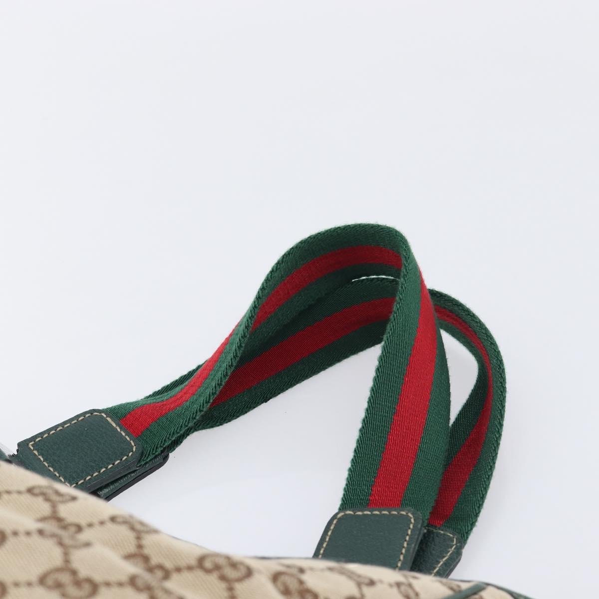 GUCCI GG Canvas Web Sherry Line Hand Bag Beige Silver 145810 Auth 209857V