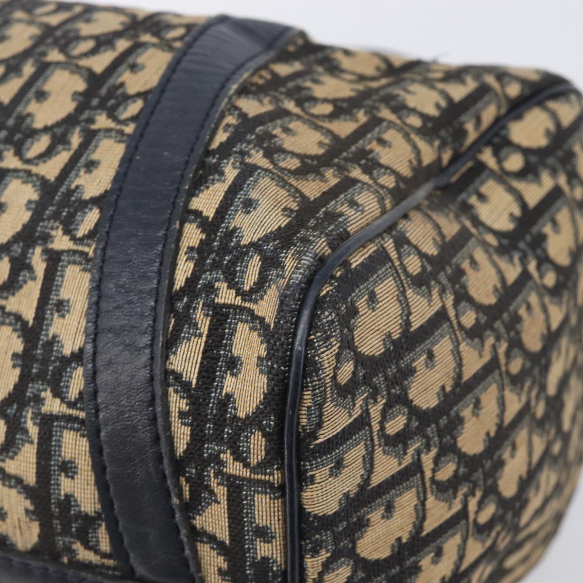 Christian Dior Trotter Canvas Boston Bag Navy Silver Auth 209861