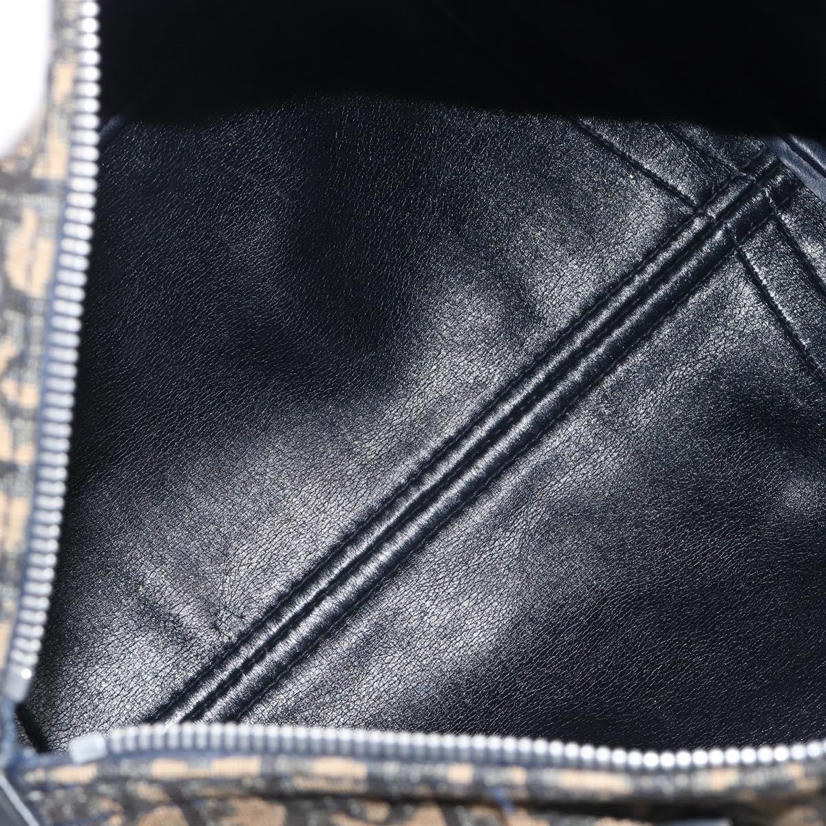 Christian Dior Trotter Canvas Boston Bag Navy Silver Auth 209861