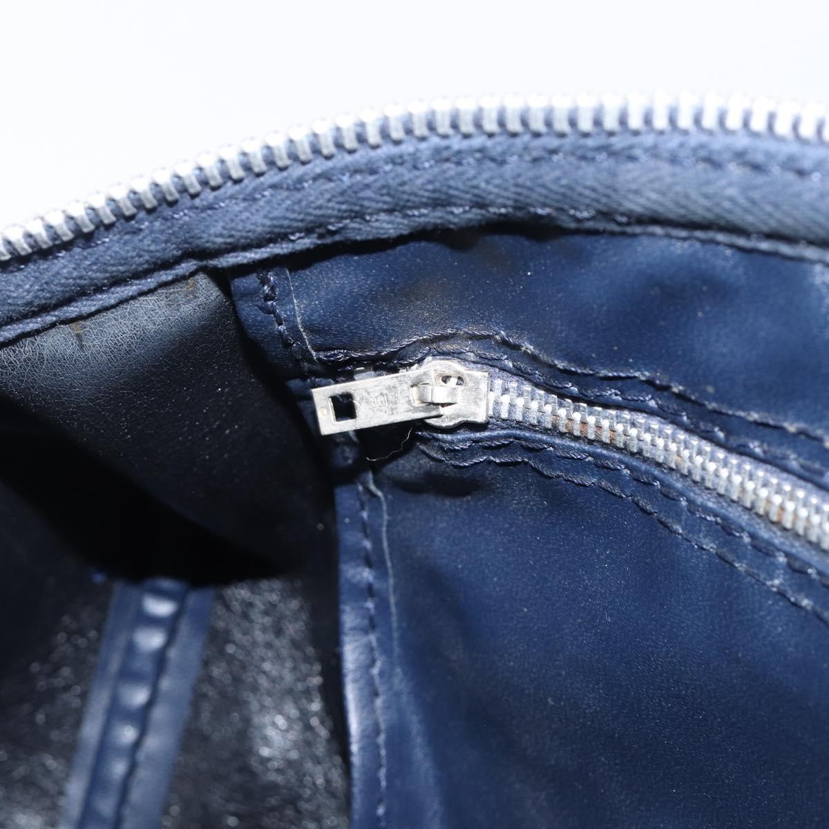 Christian Dior Trotter Canvas Boston Bag Navy Silver Auth 209861