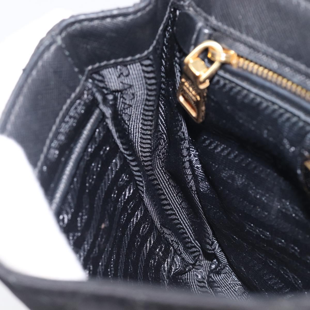 PRADA Chain Shoulder Bag Nylon Black Gold Auth 209862A