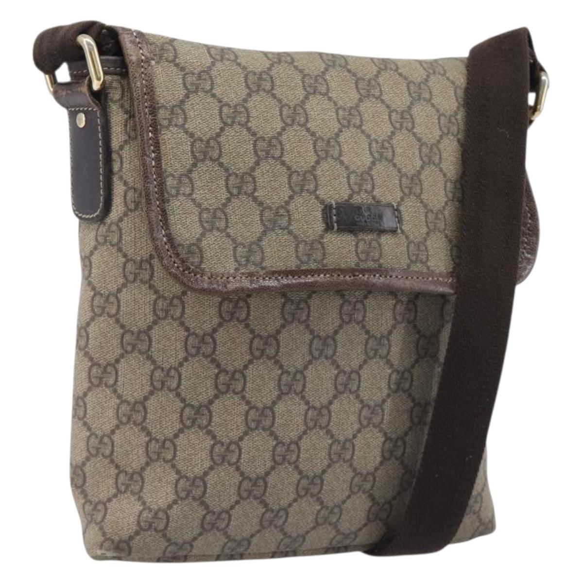 GUCCI GG Supreme Shoulder Bag PVC Beige Gold 223666 Auth 209864