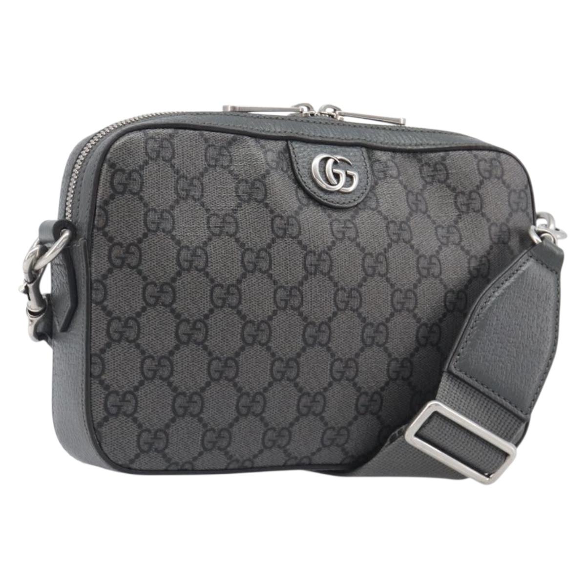 GUCCI GG Supreme Shoulder Bag PVC Gray Silver 699439 Auth 209865V