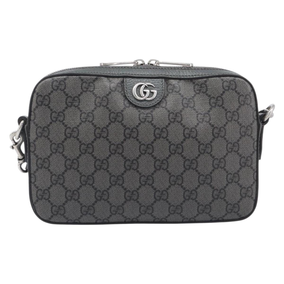 GUCCI GG Supreme Shoulder Bag PVC Gray Silver 699439 Auth 209865V
