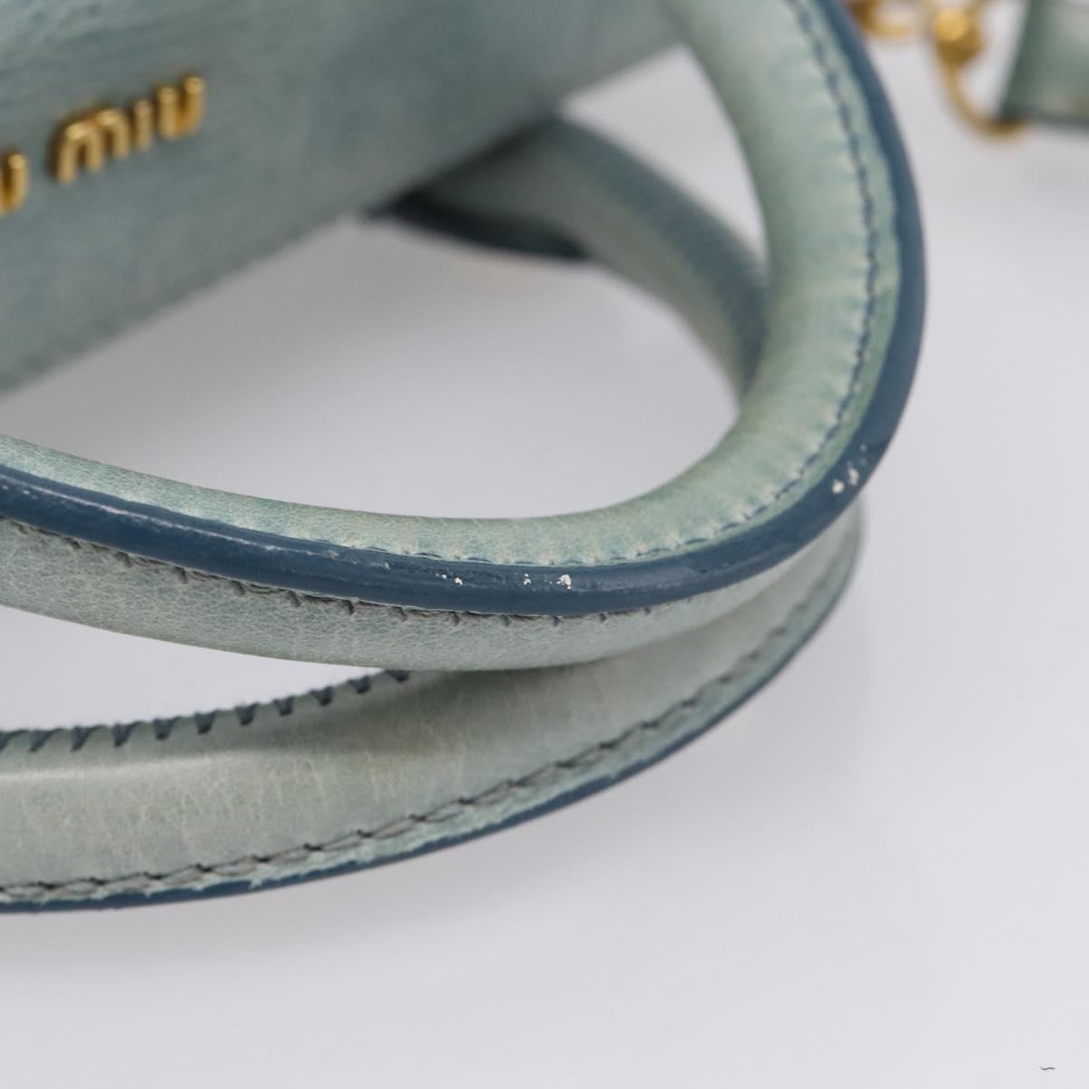 Miu Miu Hand Bag Vitellolux 2way Light Blue Gold Auth 209866V