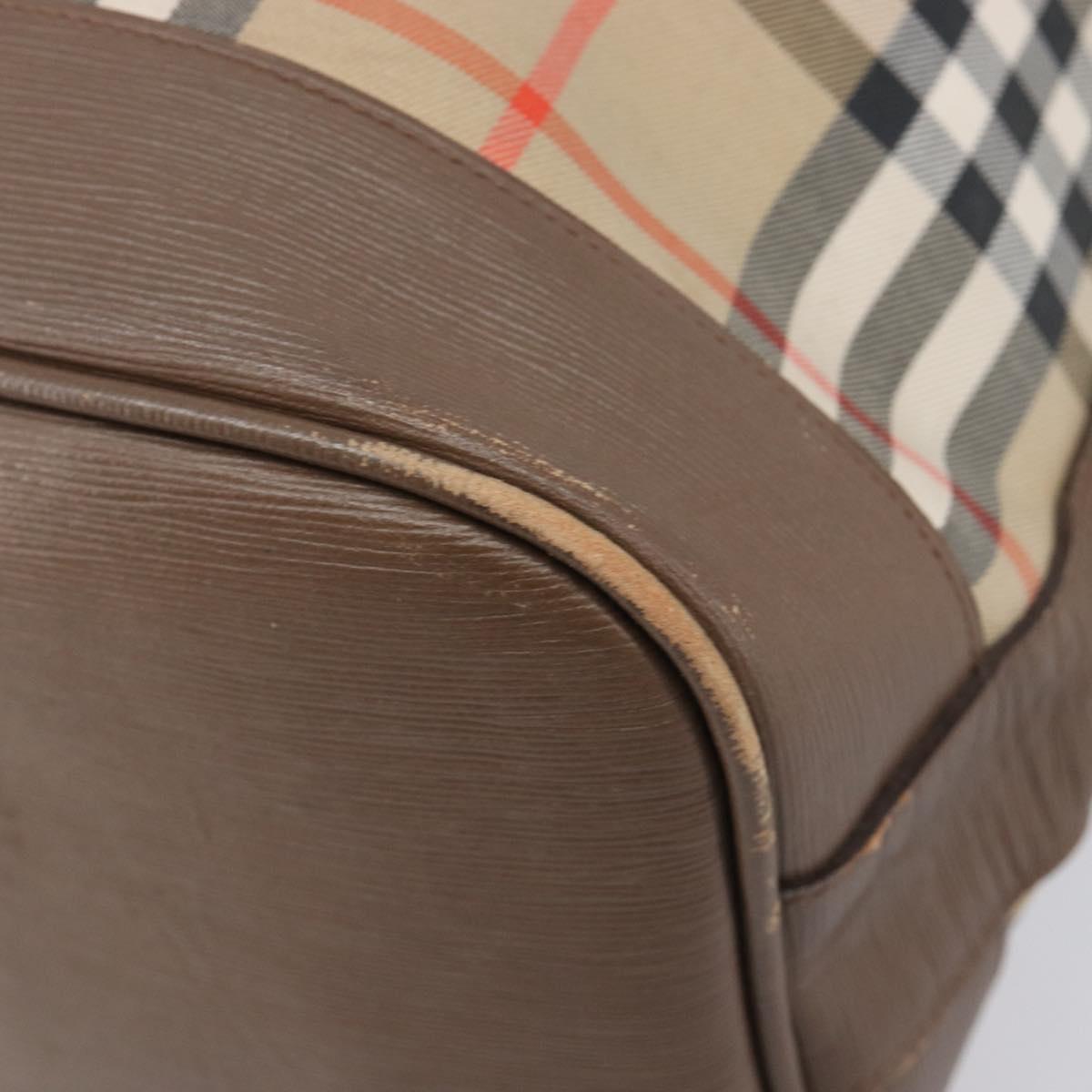Burberrys Nova Check Shoulder Bag Canvas Beige Gold Auth 209867