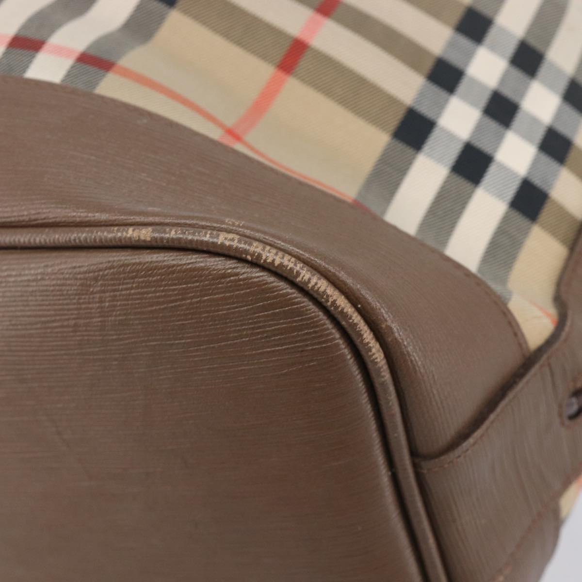 Burberrys Nova Check Shoulder Bag Canvas Beige Gold Auth 209867