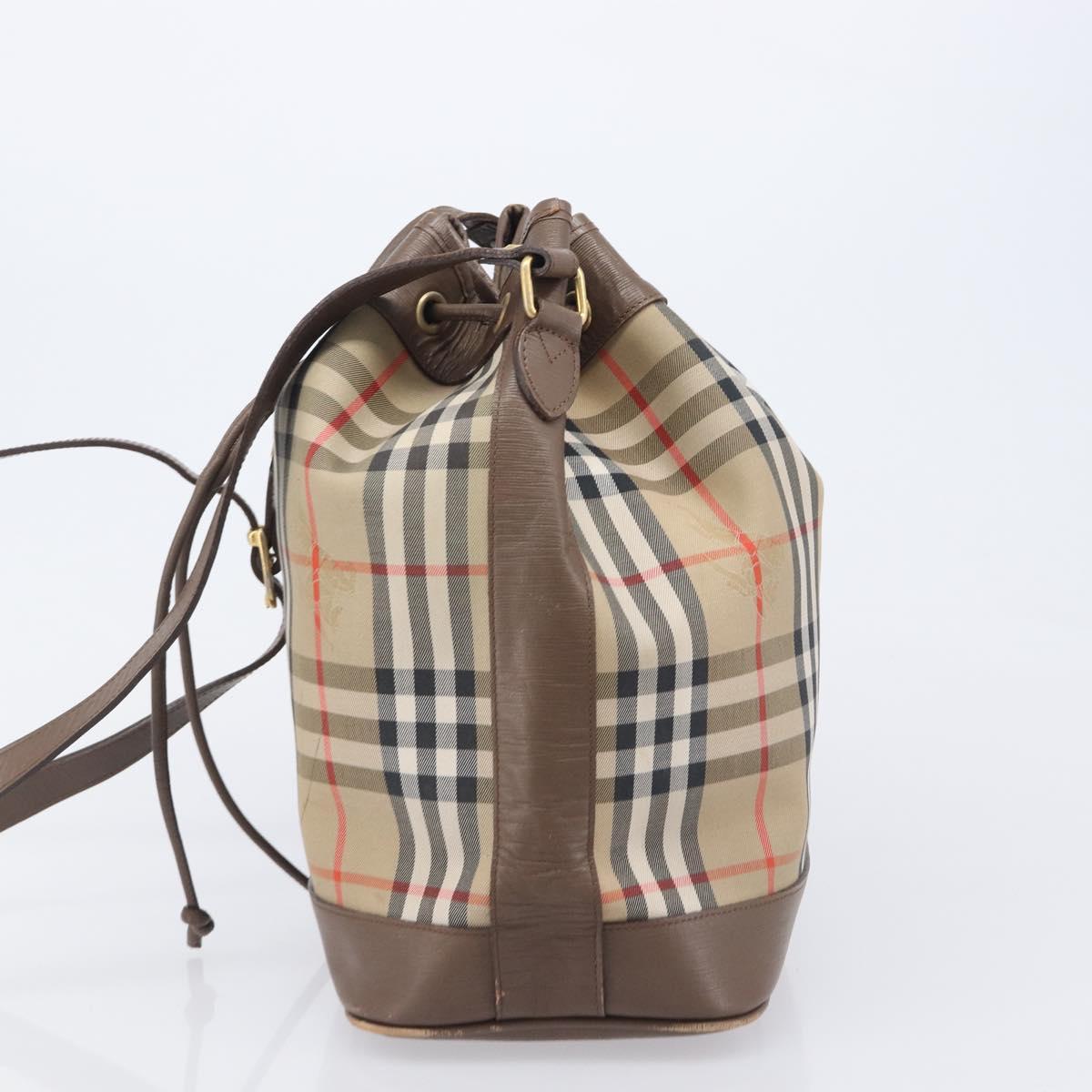 Burberrys Nova Check Shoulder Bag Canvas Beige Gold Auth 209867