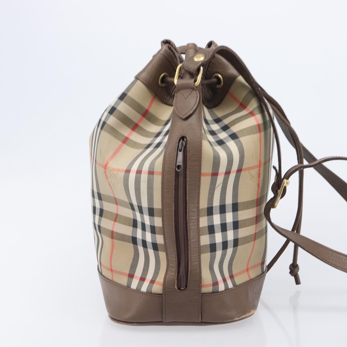Burberrys Nova Check Shoulder Bag Canvas Beige Gold Auth 209867