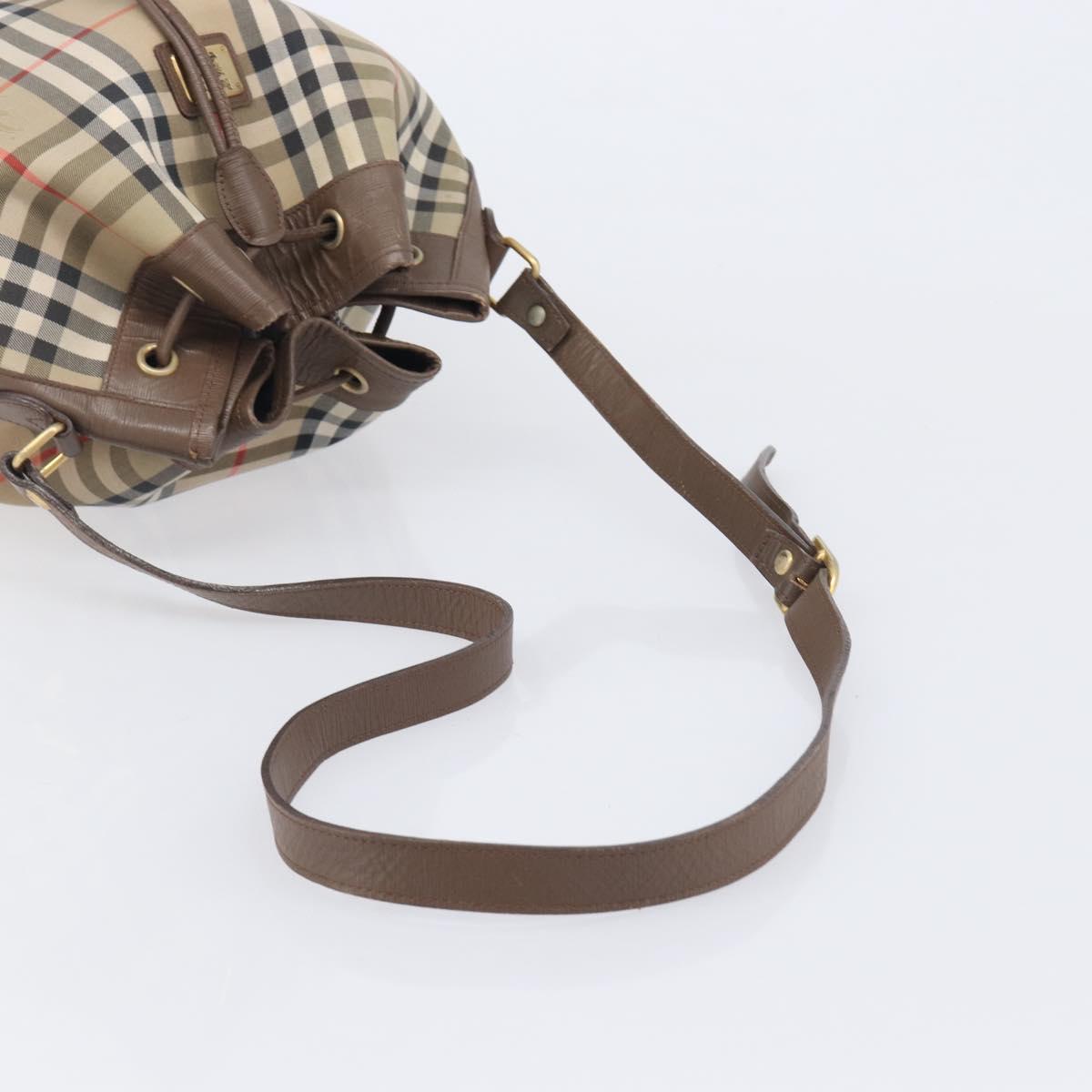Burberrys Nova Check Shoulder Bag Canvas Beige Gold Auth 209867