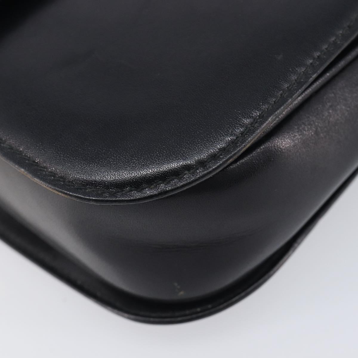 CELINE Horse Carriage Shoulder Bag Leather Black Gold Auth 209869V