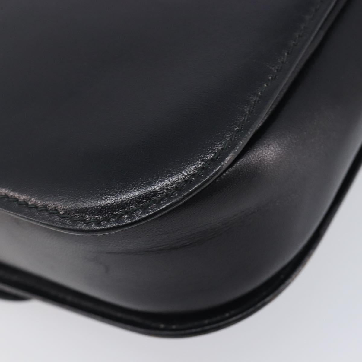 CELINE Horse Carriage Shoulder Bag Leather Black Gold Auth 209869V