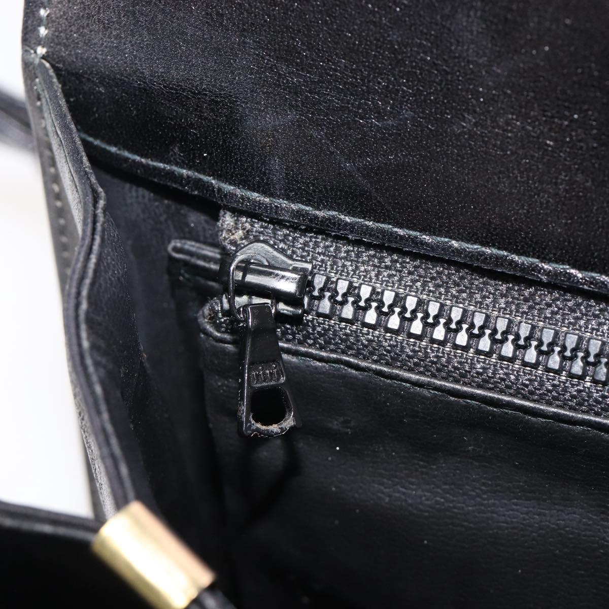 CELINE Horse Carriage Shoulder Bag Leather Black Gold Auth 209869V