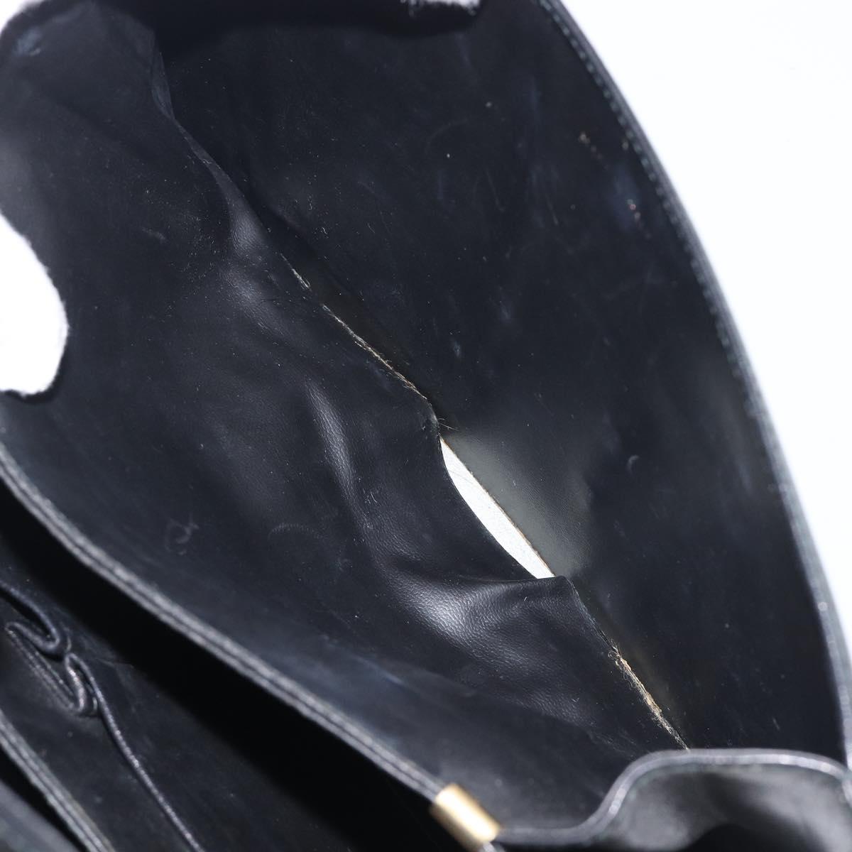 CELINE Horse Carriage Shoulder Bag Leather Black Gold Auth 209869V