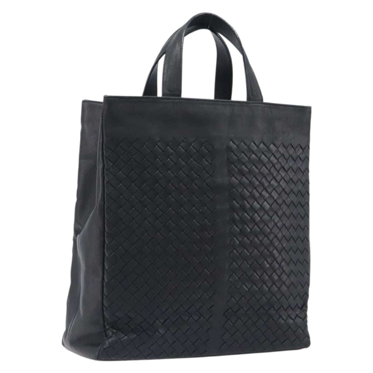Bottega Veneta INTRECCIATO Hand Bag Leather Black 146793 Auth 209872V