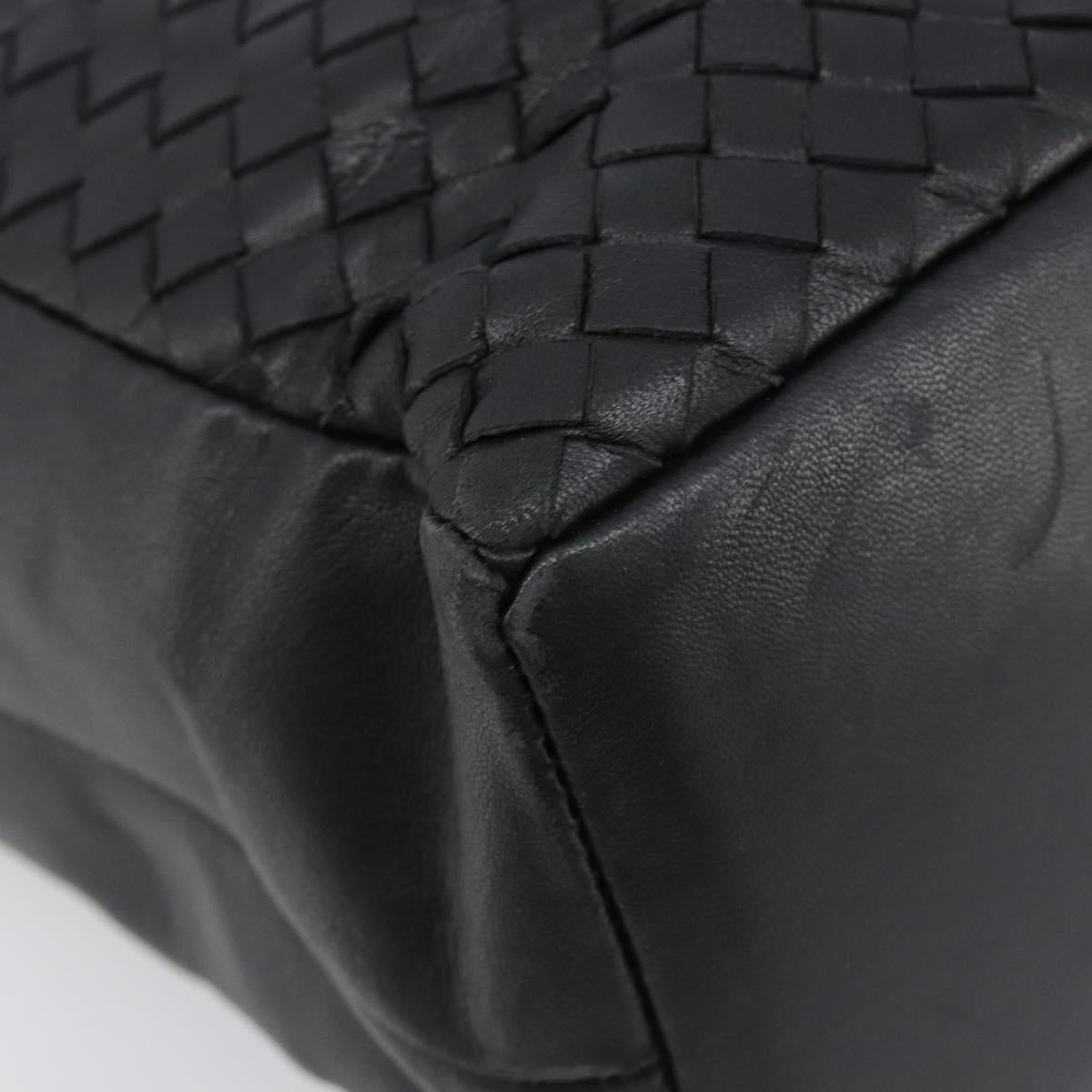 Bottega Veneta INTRECCIATO Hand Bag Leather Black 146793 Auth 209872V