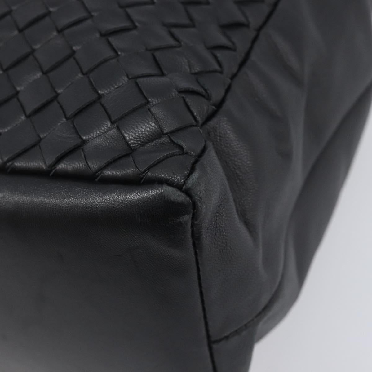 Bottega Veneta INTRECCIATO Hand Bag Leather Black 146793 Auth 209872V