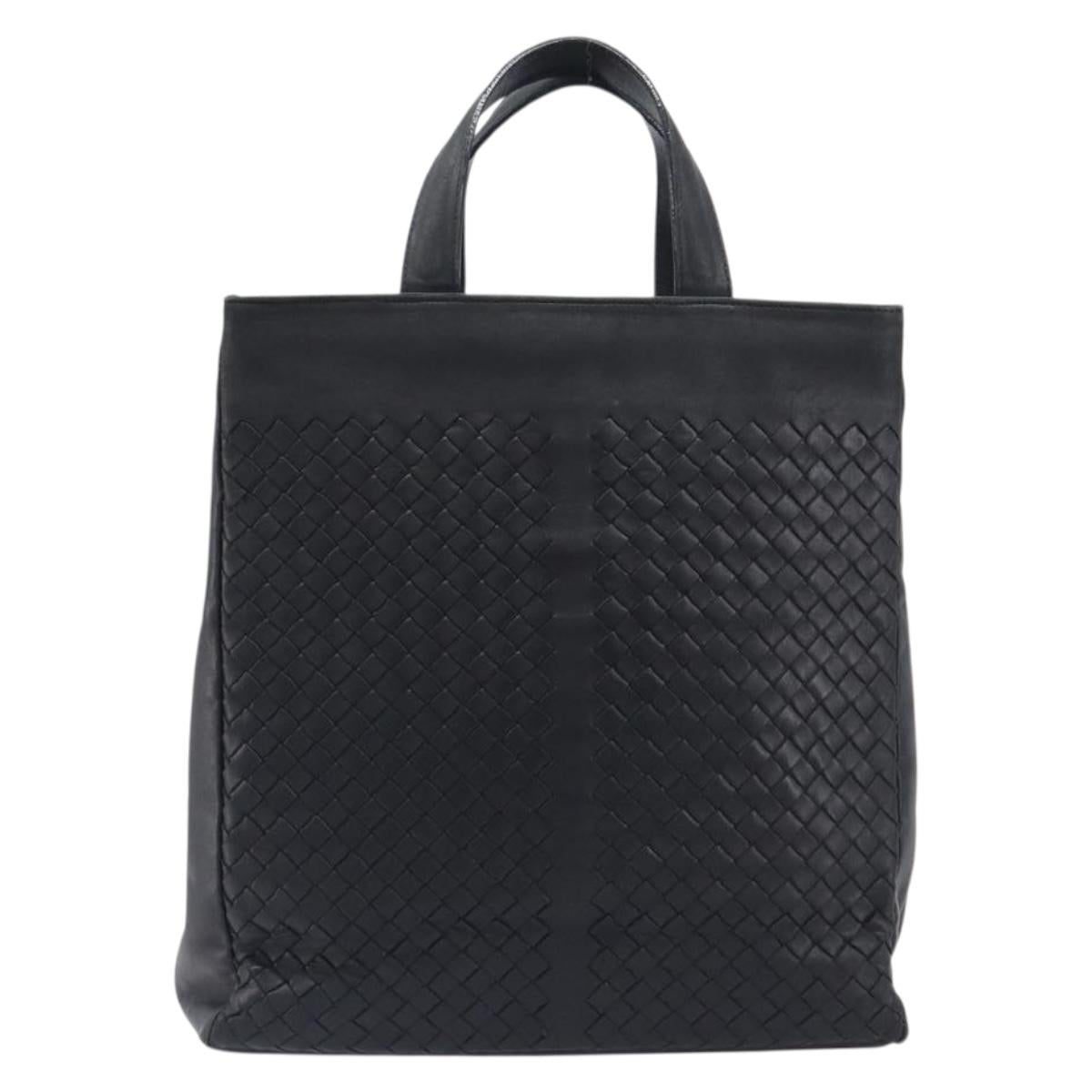 Bottega Veneta INTRECCIATO Hand Bag Leather Black 146793 Auth 209872V