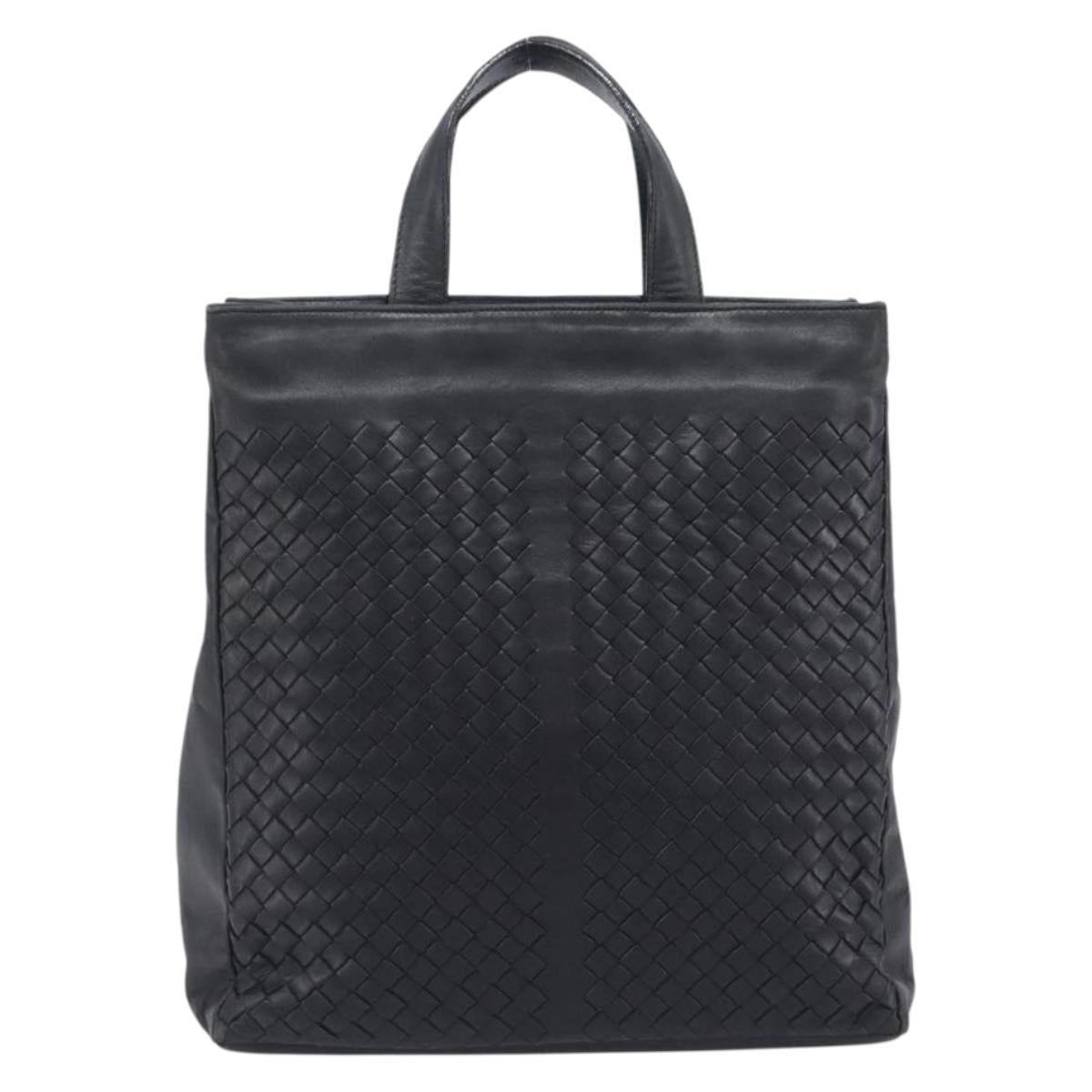 Bottega Veneta INTRECCIATO Hand Bag Leather Black 146793 Auth 209872V