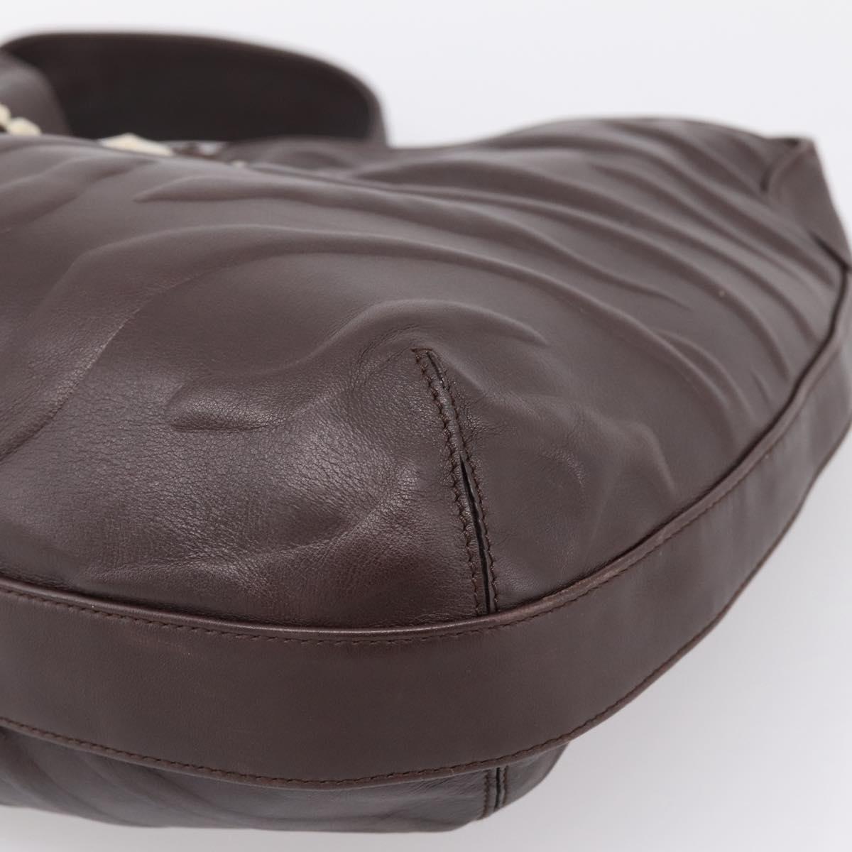 Cartier PANTHERE Shoulder Bag Leather Brown Gold Auth 209873V