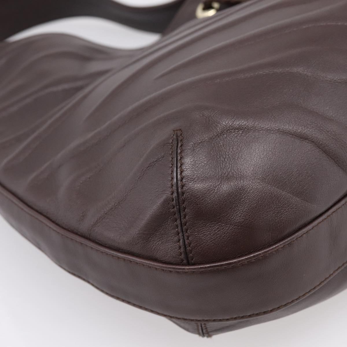 Cartier PANTHERE Shoulder Bag Leather Brown Gold Auth 209873V