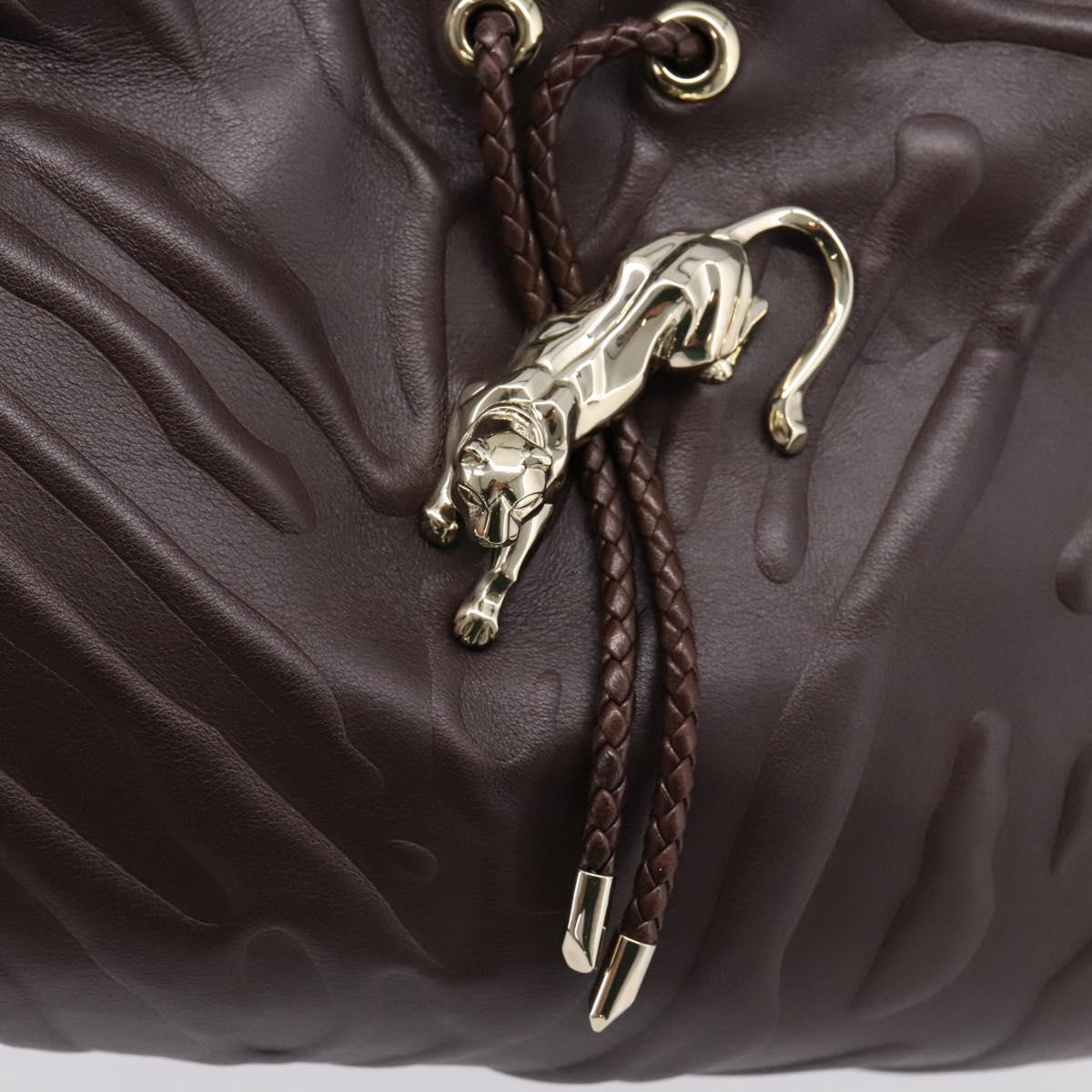 Cartier PANTHERE Shoulder Bag Leather Brown Gold Auth 209873V