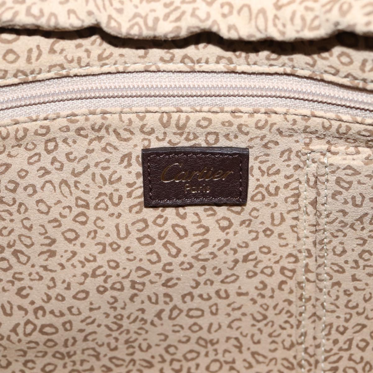 Cartier PANTHERE Shoulder Bag Leather Brown Gold Auth 209873V