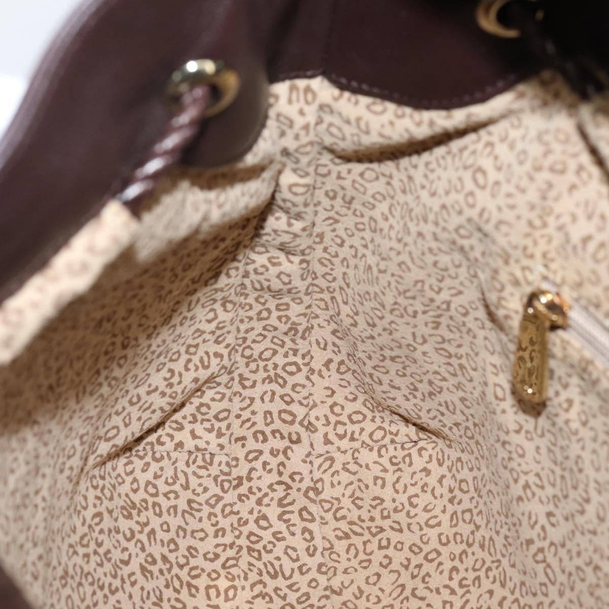 Cartier PANTHERE Shoulder Bag Leather Brown Gold Auth 209873V