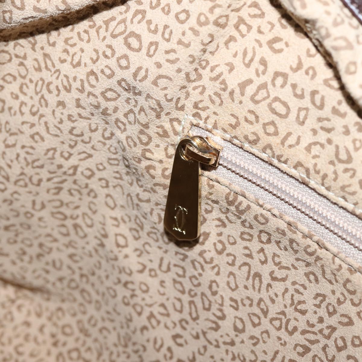 Cartier PANTHERE Shoulder Bag Leather Brown Gold Auth 209873V
