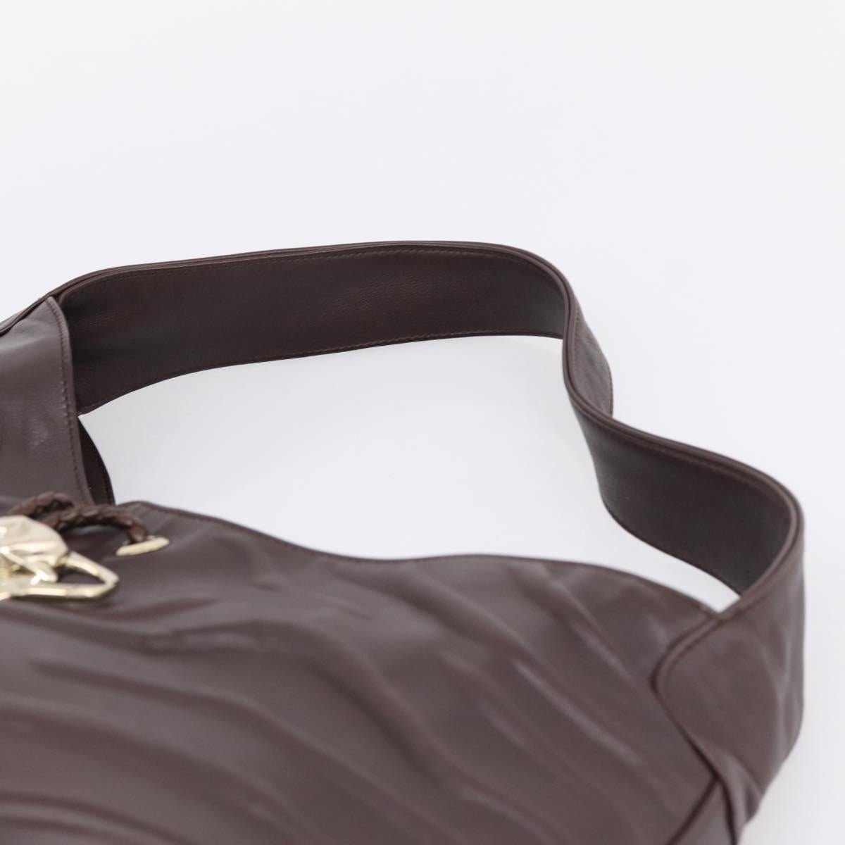Cartier PANTHERE Shoulder Bag Leather Brown Gold Auth 209873V