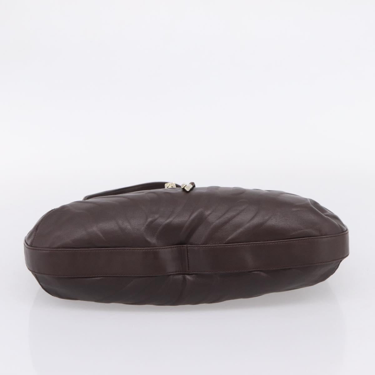 Cartier PANTHERE Shoulder Bag Leather Brown Gold Auth 209873V