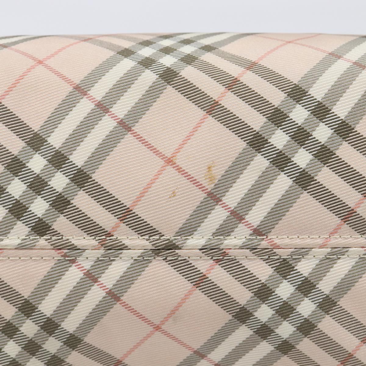 BURBERRY Nova Check Blue Label Hand Bag Canvas Pink Silver Auth 209874